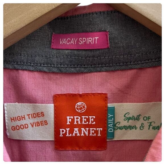 Free Planet Men's Deep Sea Coral Button Up Shirt Size 2X Resort Wear Beach - Picture 8 of 10